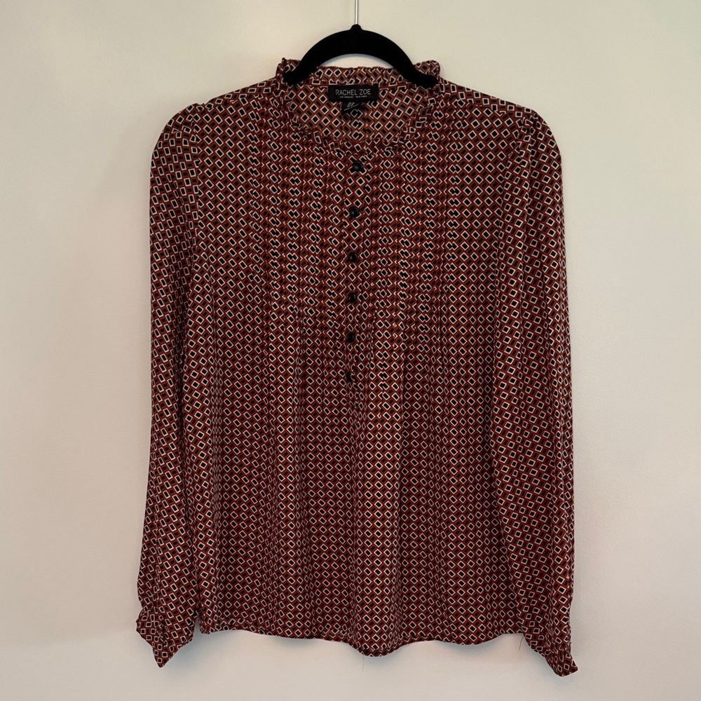 Rachel Zoe Burgundy Geometric Shirt